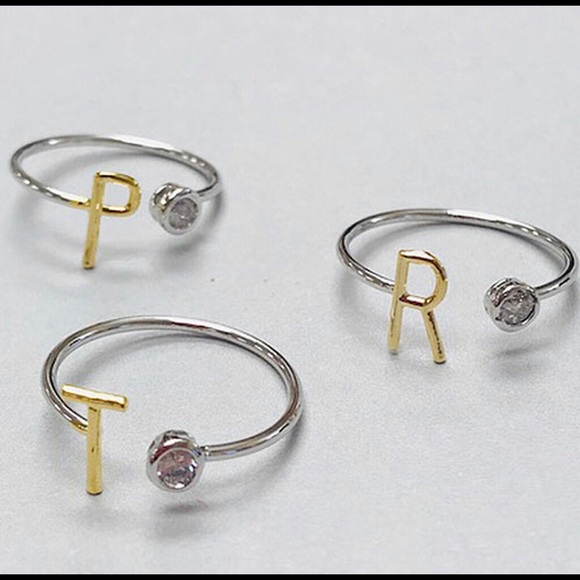 Our Little Two Tone Initial Ring With CZ,NWT - Picture 7 of 8